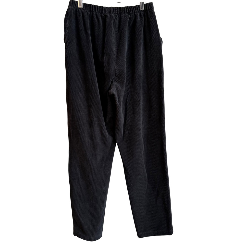 Lands End Sport Knit Tapered Leg Pants Size‎ L Tall Elastic Waist Black Corduroy - Picture 3 of 10